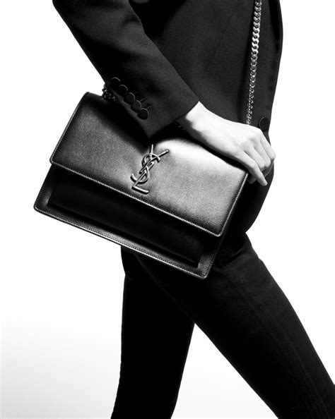 ysl medium sunset bag in black leather|ysl sunset medium chain bag.